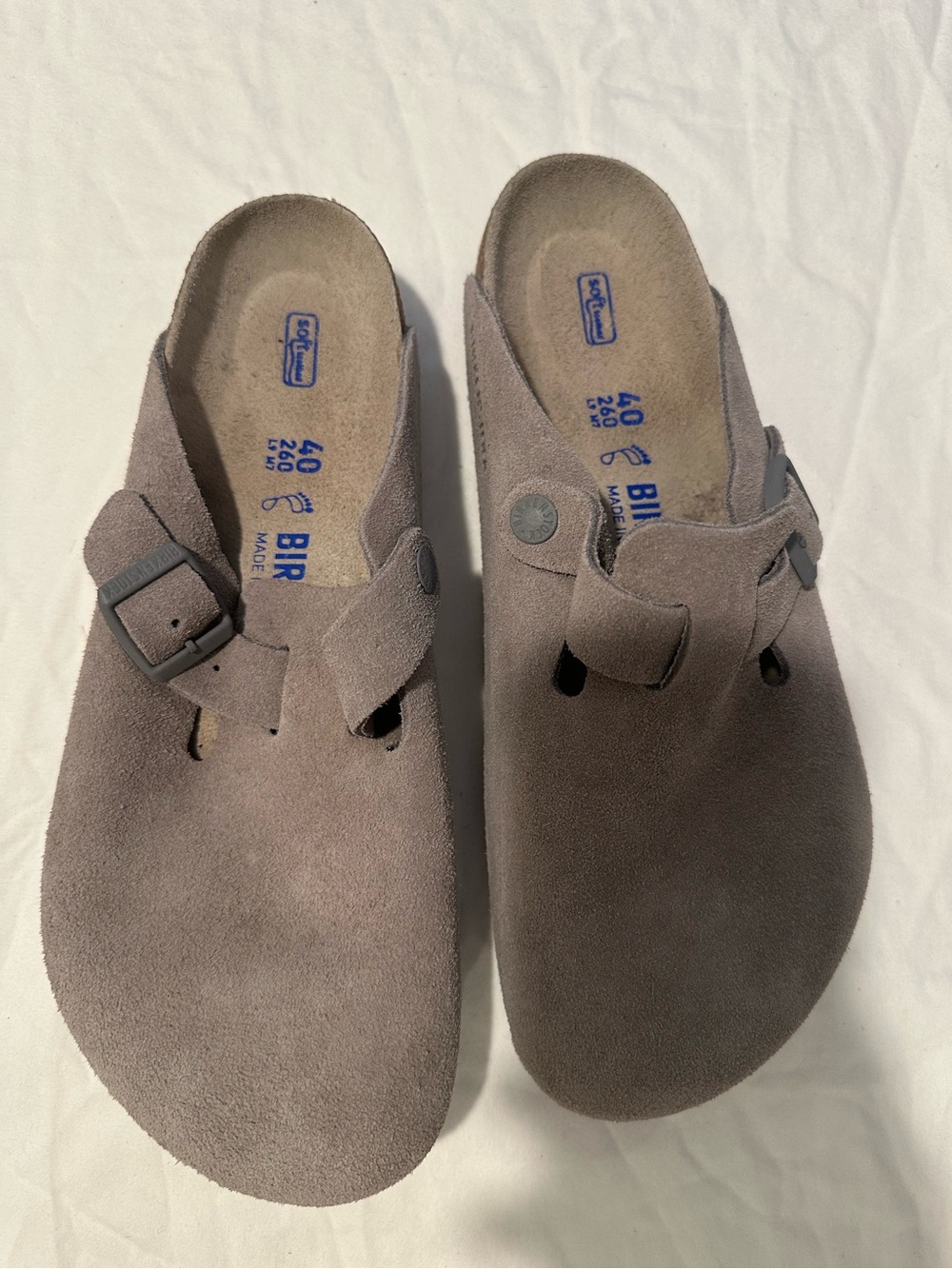 Birkenstock Boston Soft Footbed - Suede (Unisex) Stone Coin - Picture 2 of 6